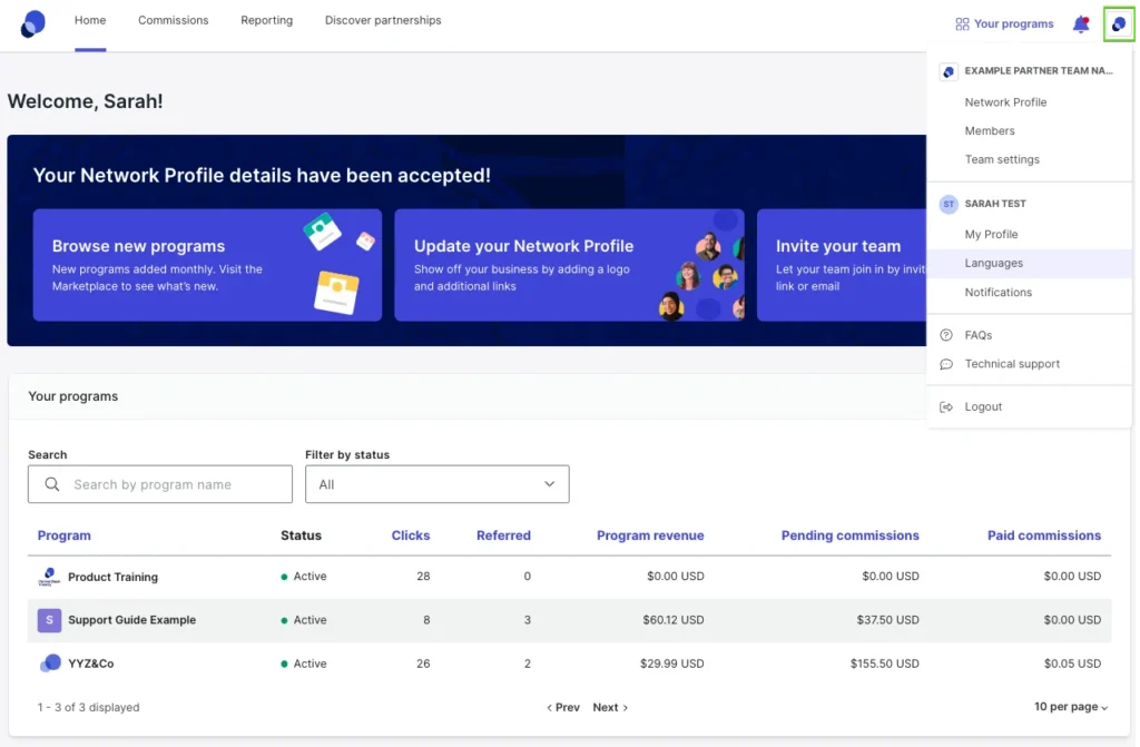 PartnerStack Marketplace Dashboard Interface